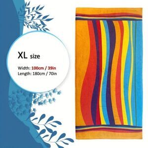 Extra Large Striped Beach Towel - Ultra-Soft Microfiber, Quick-Dry
